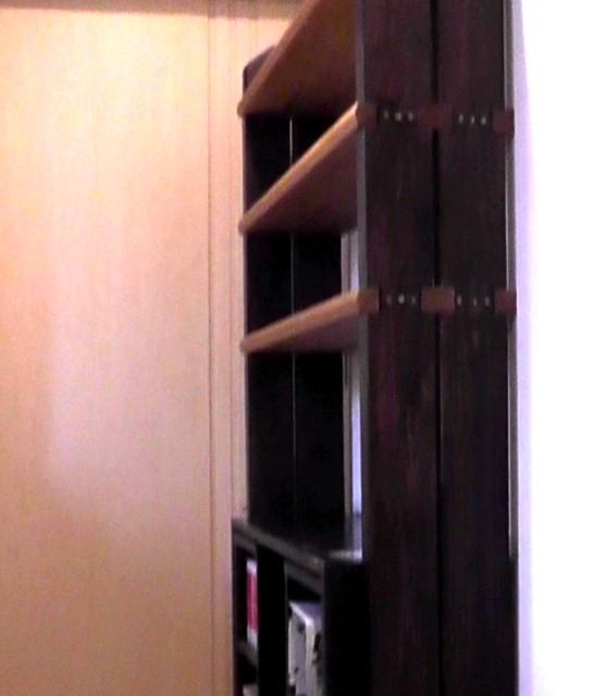 組み立てと本棚上部への設置が完了した耐荷重の大きな背の高い棚