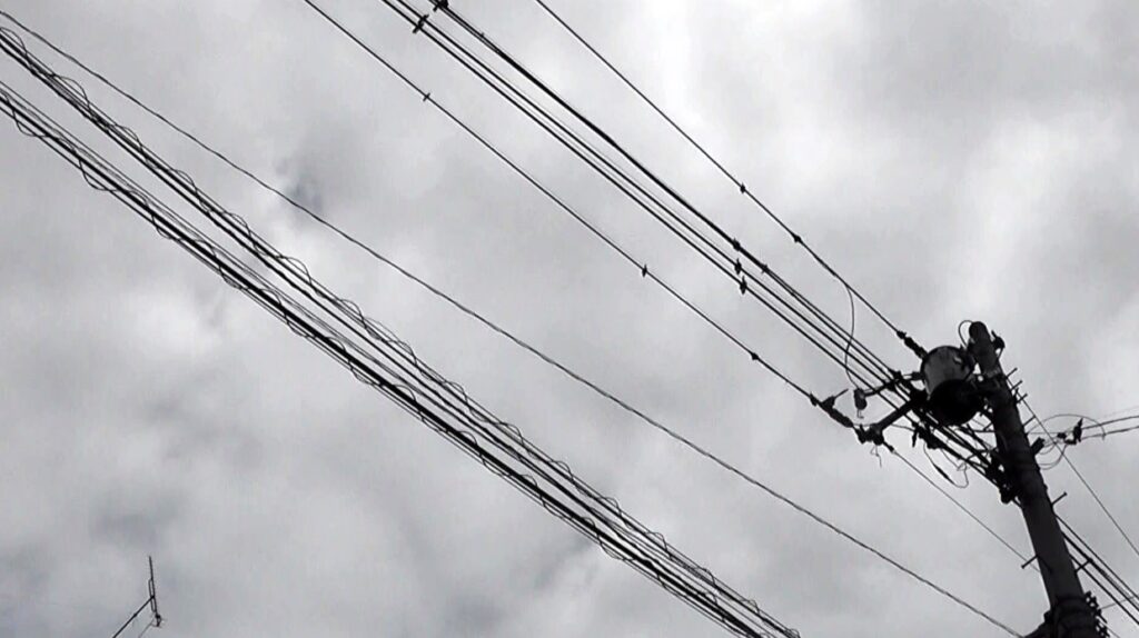 東京電力に鳥よけ対策工事を実施してもらった電線にはワイヤーが張ってある