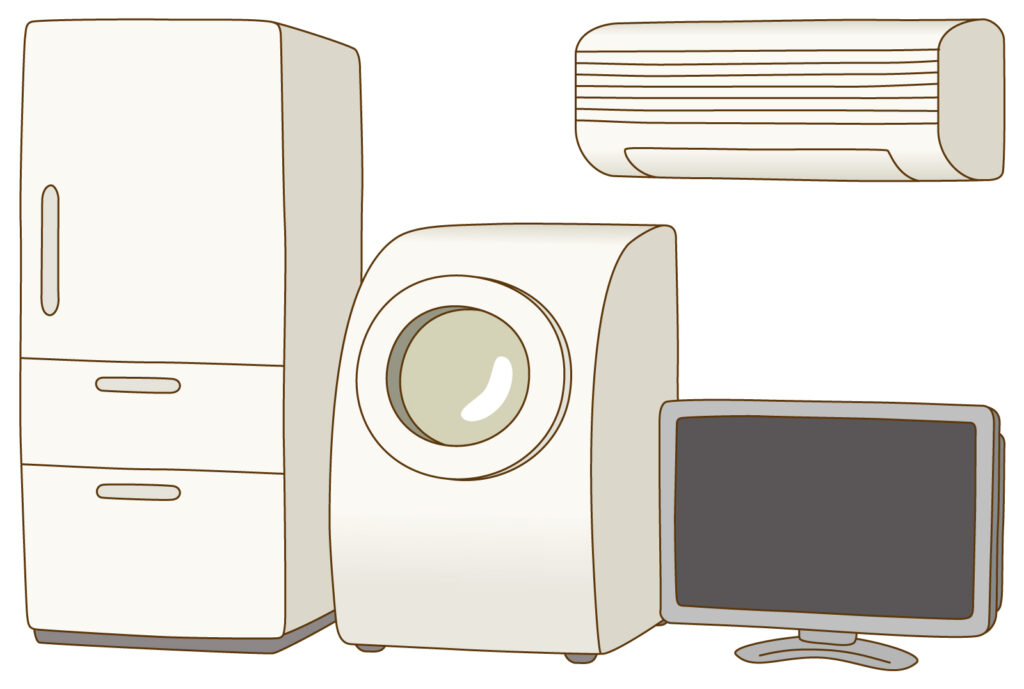 廃棄時に家電リサイクル券が必要な家電はエアコン、冷蔵庫、洗濯機、テレビなど